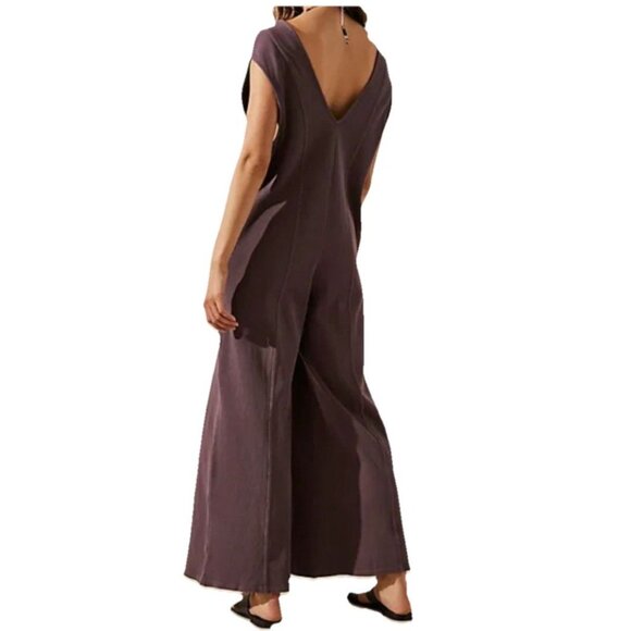 Free People Free-est Avenue Women's Ribbed Knit Jumpsuit Size S Purple One Piece - Picture 3 of 14